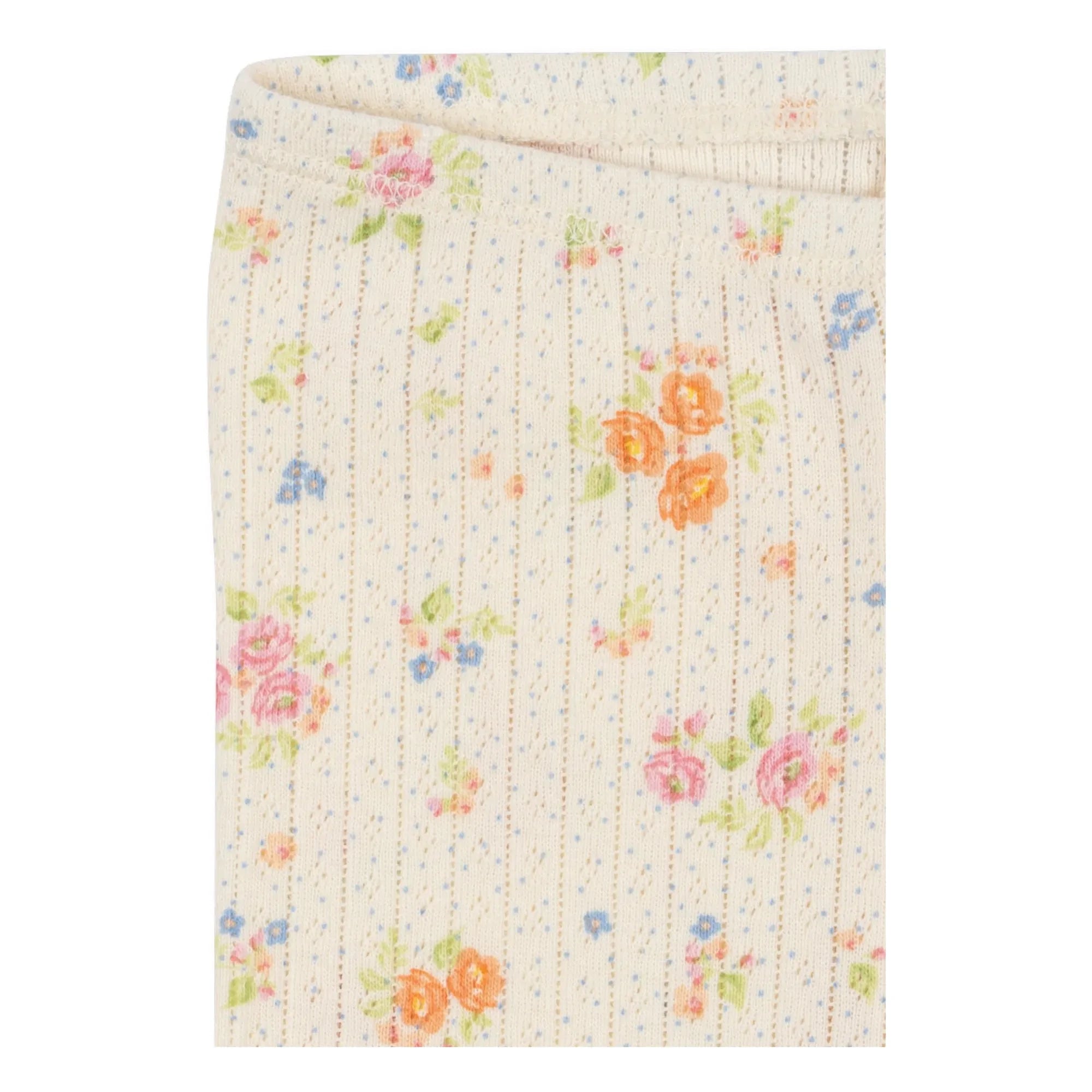 Konges Sløjd - Mallas de canalé de algodón orgánico con estampado floral Minnie | Crudo