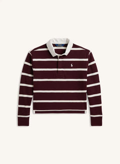 Ralph Lauren - Çizgili Logo Polo | Bordo