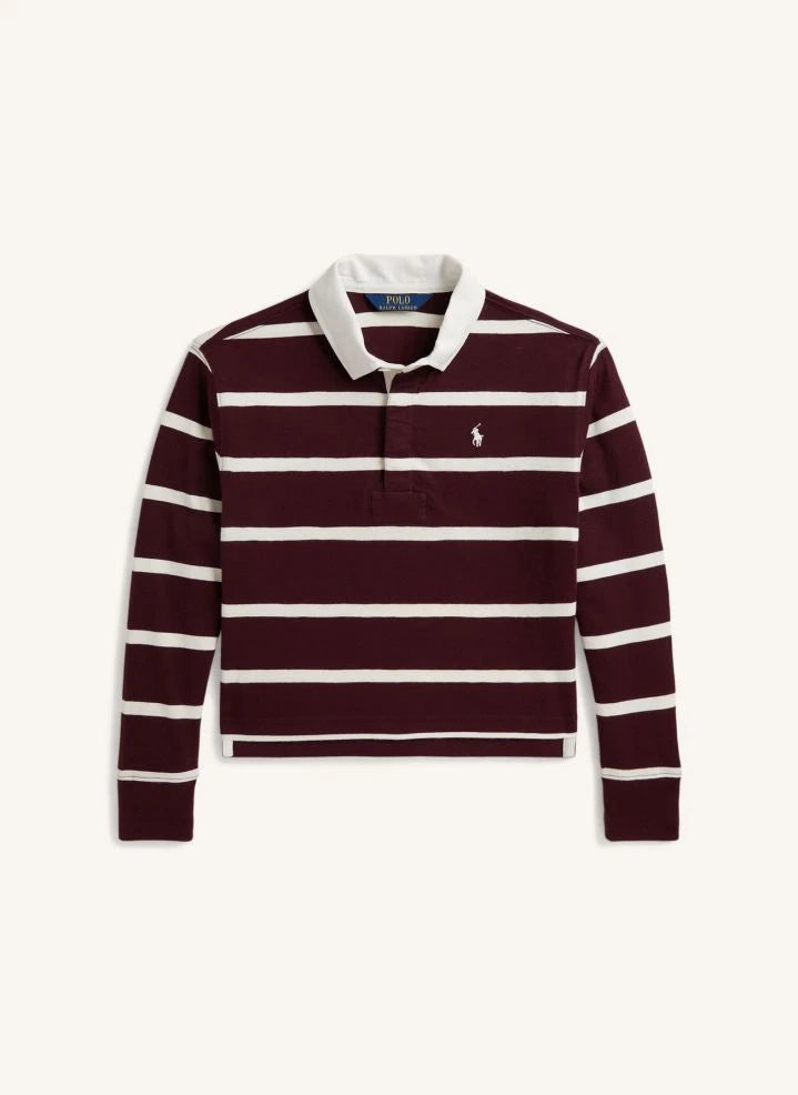 Ralph Lauren - Çizgili Logo Polo | Bordo