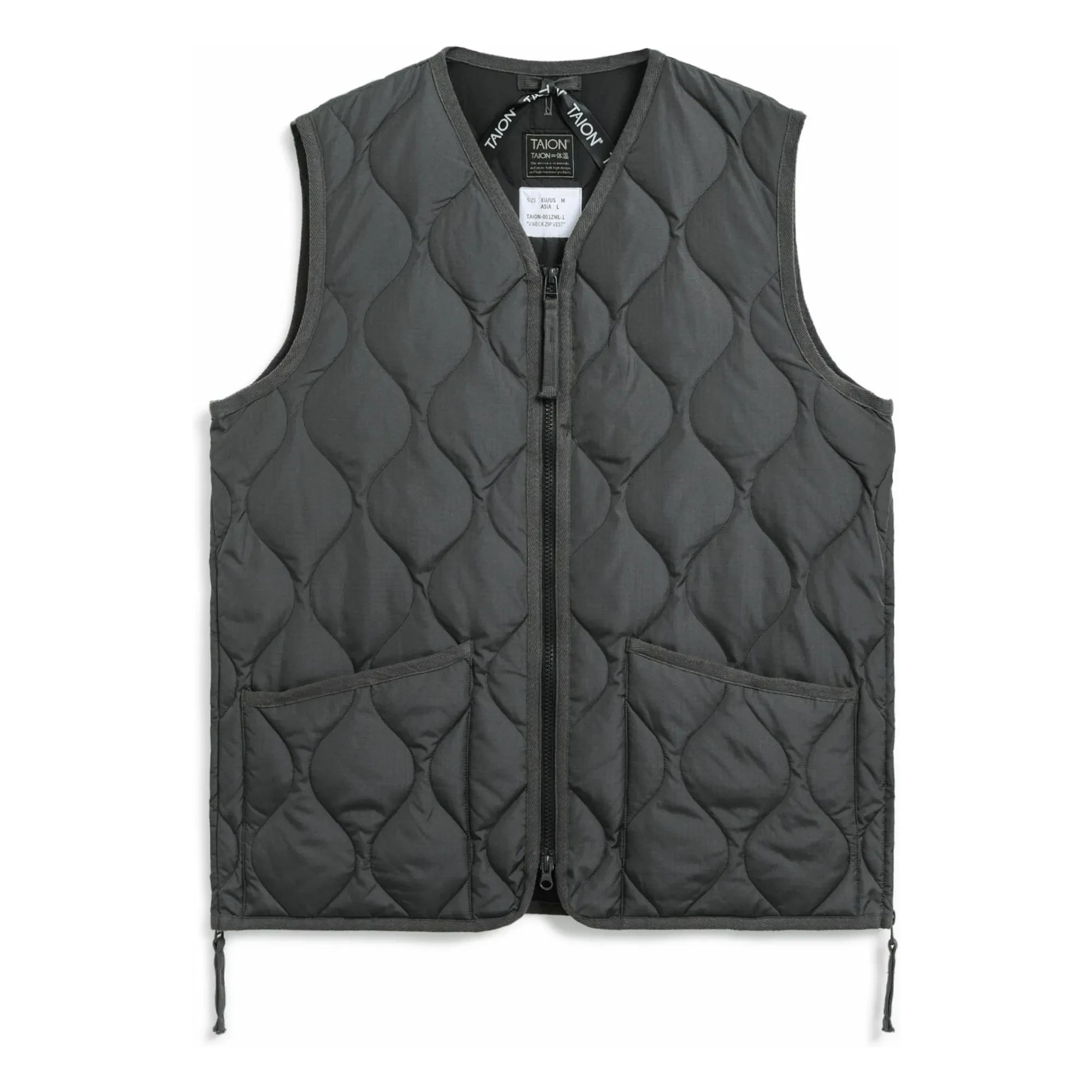 Taion - Chaleco militar sin mangas con cuello de pico unisex | Carbono