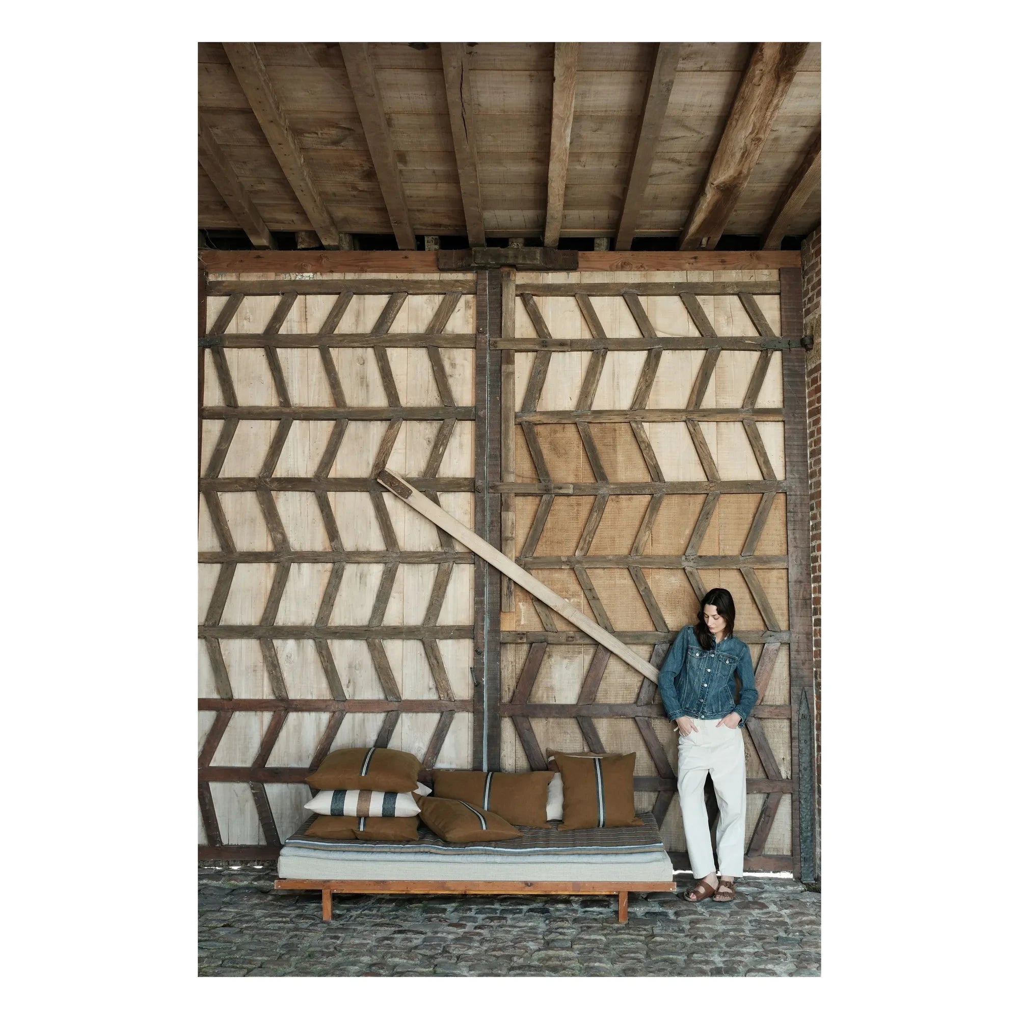 Libeco - Funda de almohada de rayas Dakota | Crudo