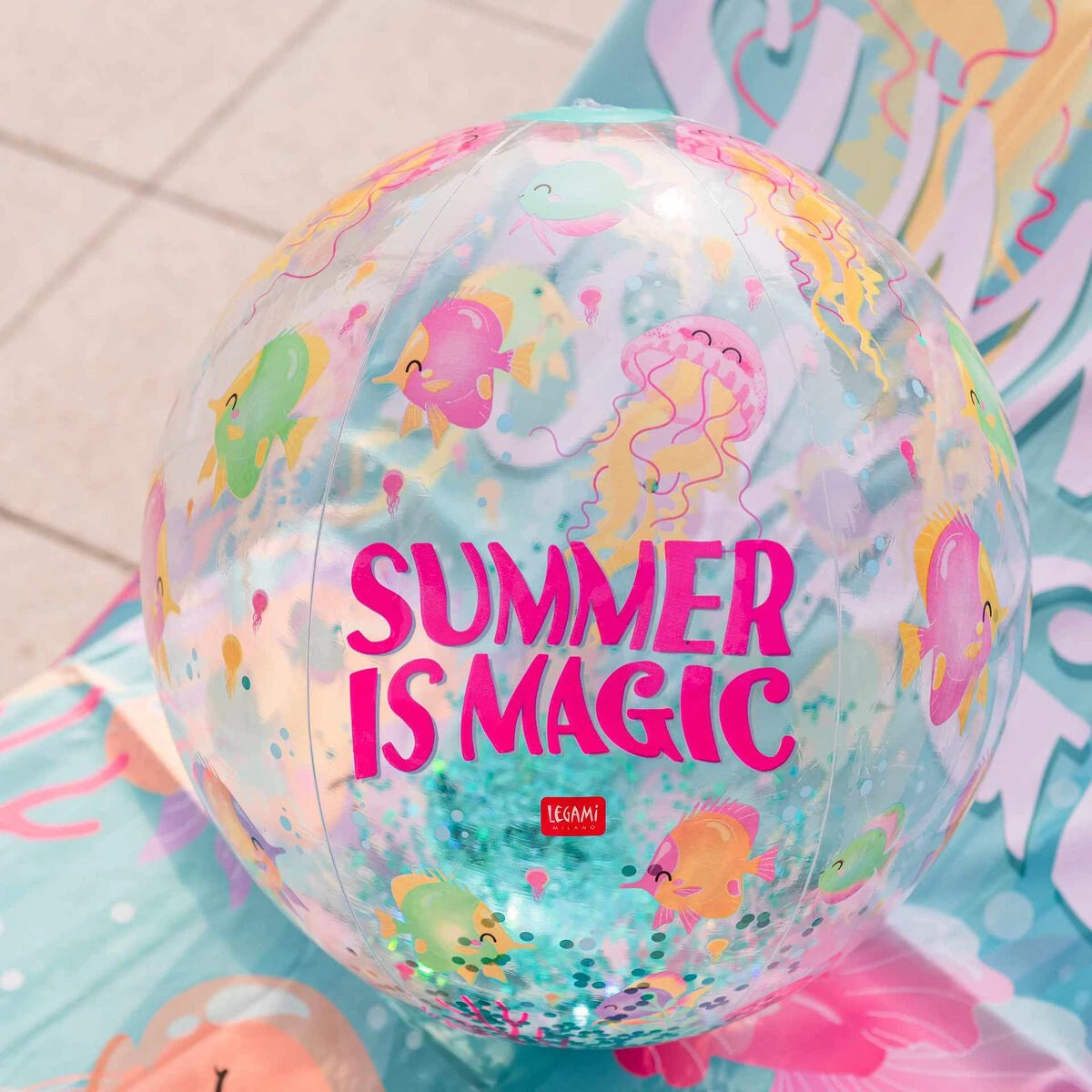 Legami - Summer is Sihir Inflatable Beach Ball - Glitter Beach Ball