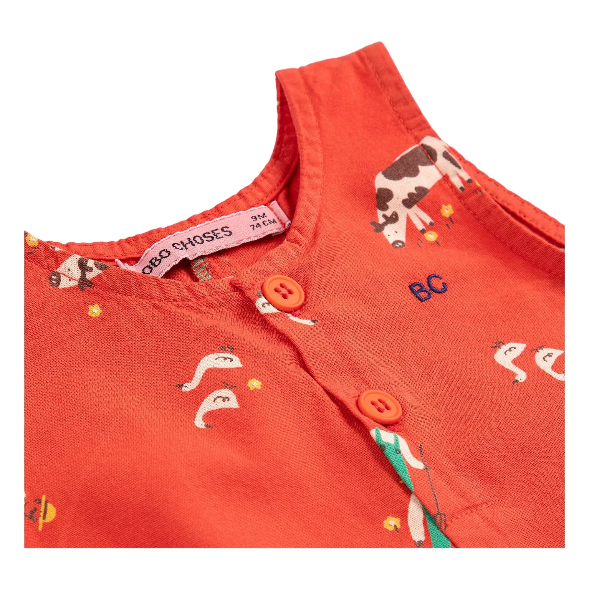 Bobo Choses - Mono corto Farm de algodón orgánico | Rojo