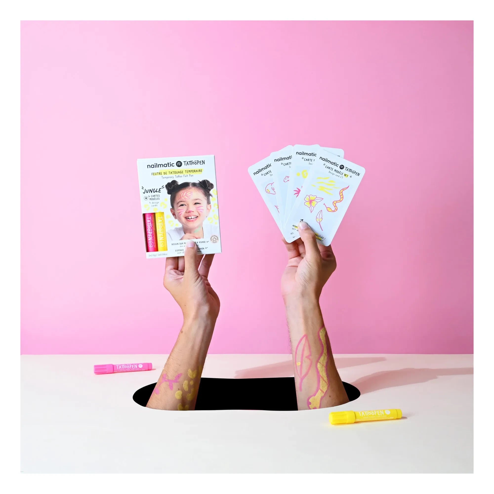 Nailmatic Kids - Tatuajes temporales Tattoopen Jungle Pack de dos rotuladores