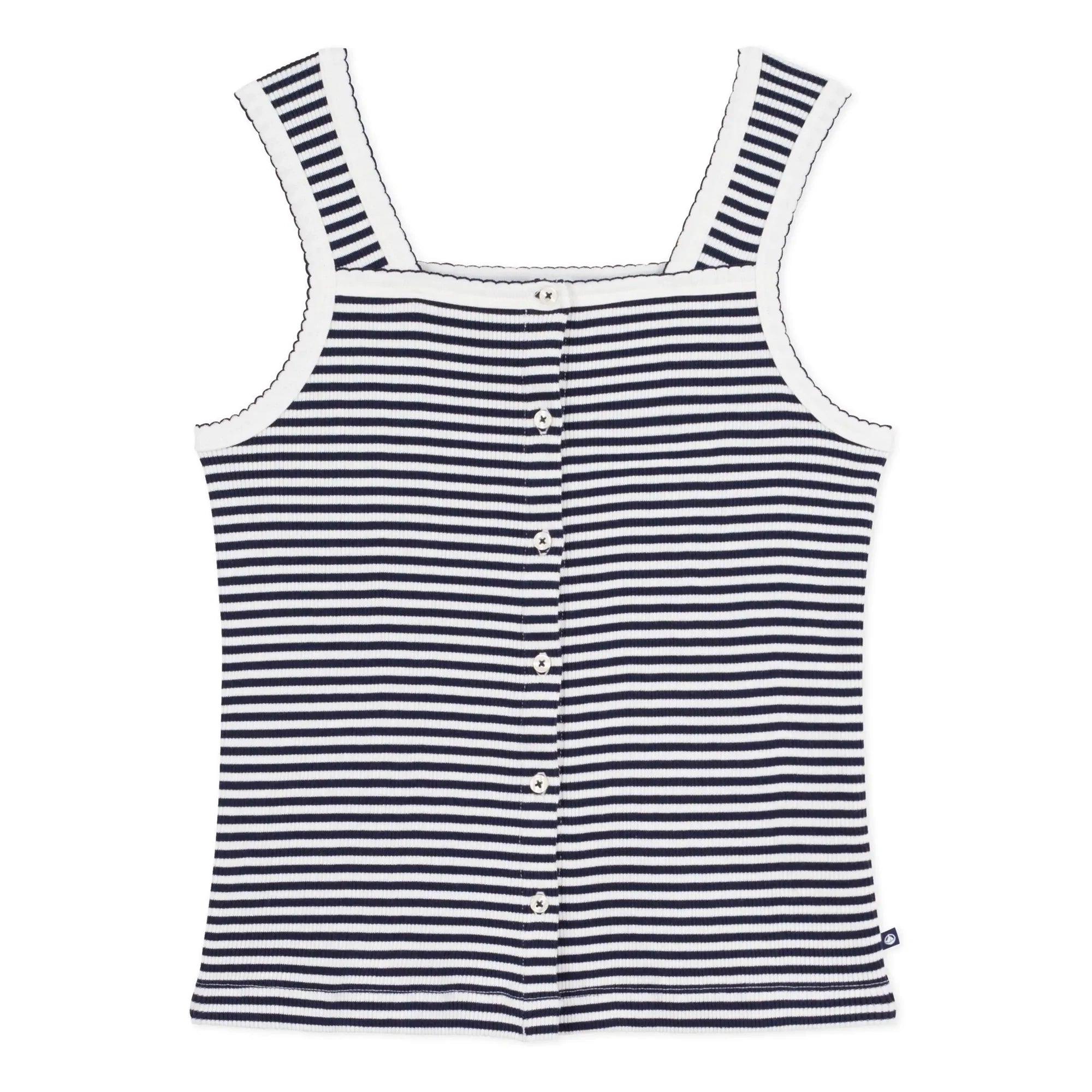 Petit Bateau - Camiseta de tirantes acanalada a rayas | Azul marino