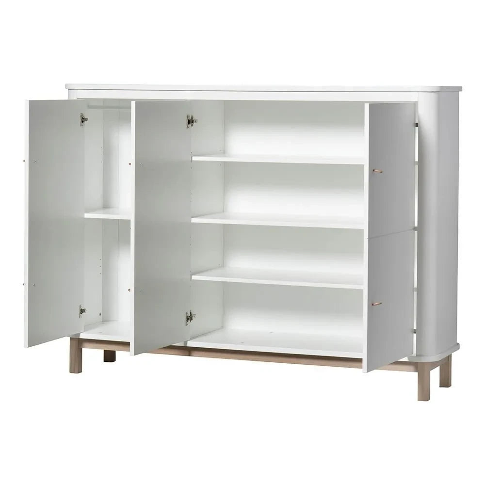 Oliver Furniture - Cómoda de Roble de 3 Puertas con Varios Compartimentos | Blanco