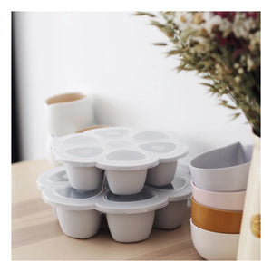 Béaba - Molde de Silicona para Comida de Bebé - 6 x 90 ml | Gris Claro
