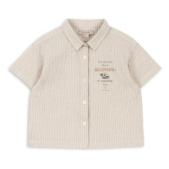 Konges Sløjd - Camisa a rayas de algodón orgánico seersucker Elliot | Beige