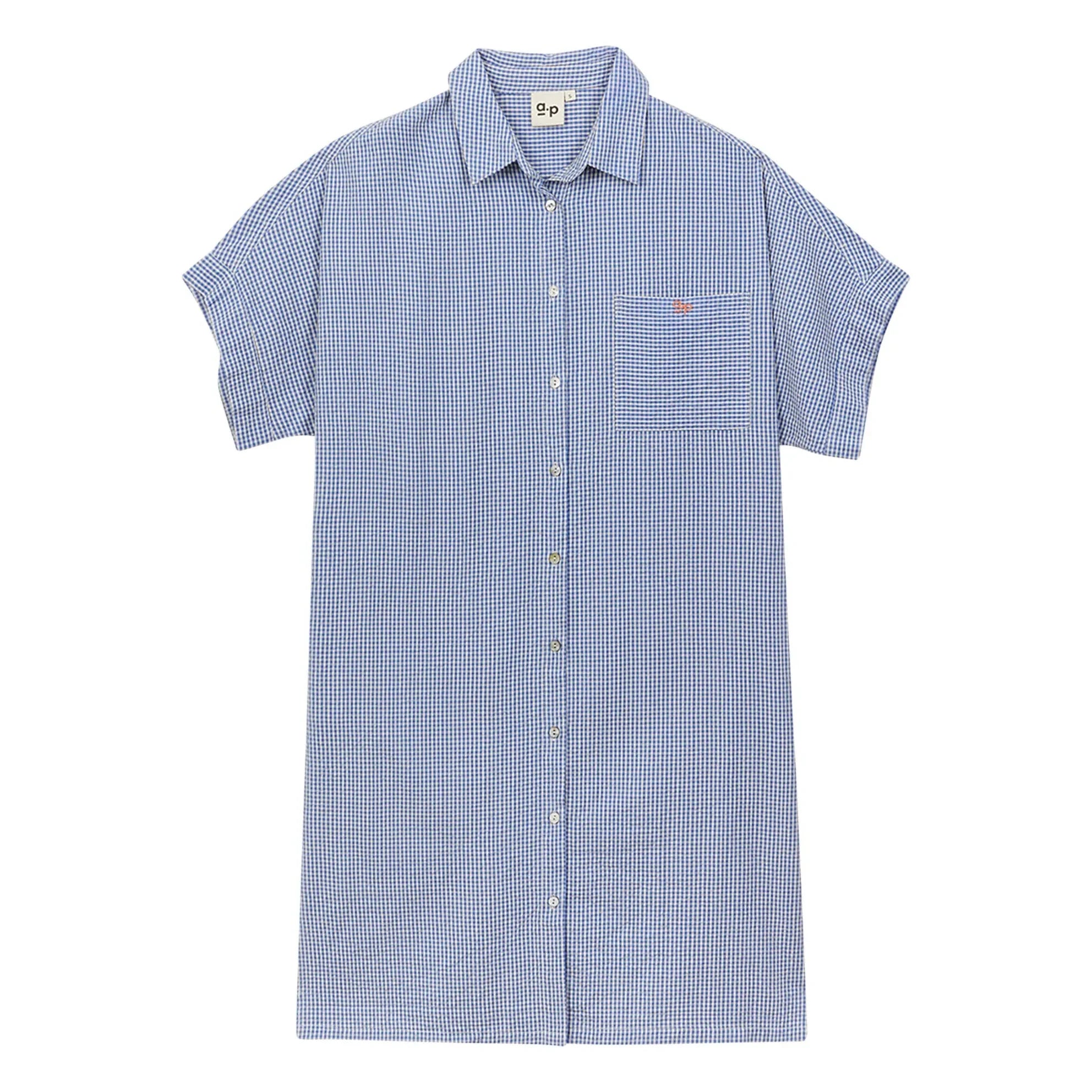 a.p - Vestido camisa de guinga de algodón | Algodón Vichy Azul