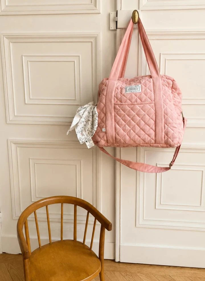 Editions Aimable - Bolsa de cuidado para bebés Suzanne | Gasa Vieja Rosa