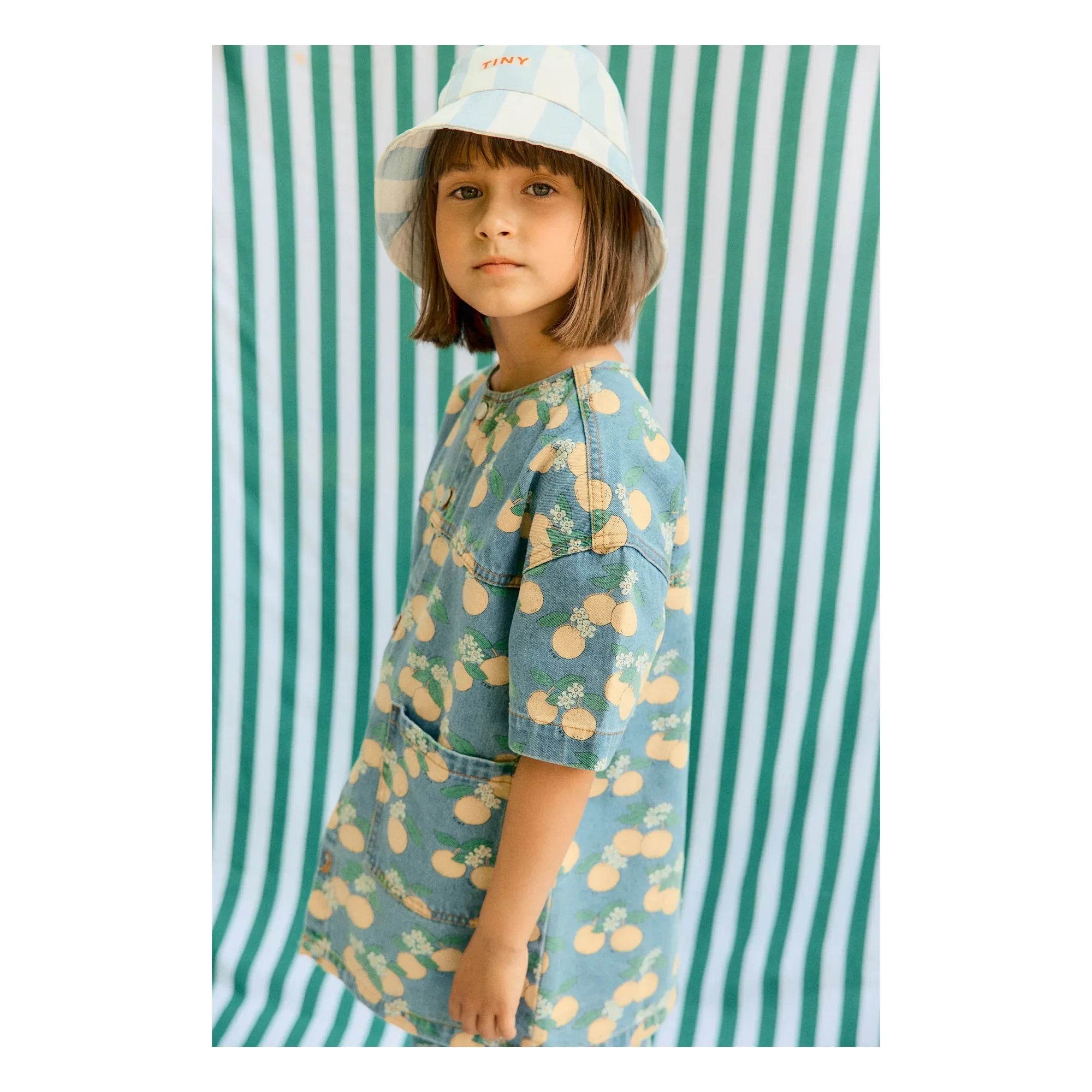 Tinycottons - Vestido vaquero naranja | Azul
