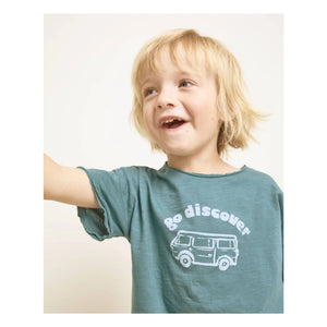 Búho - Go Discover Camiseta de algodón orgánico | Azul pavo real