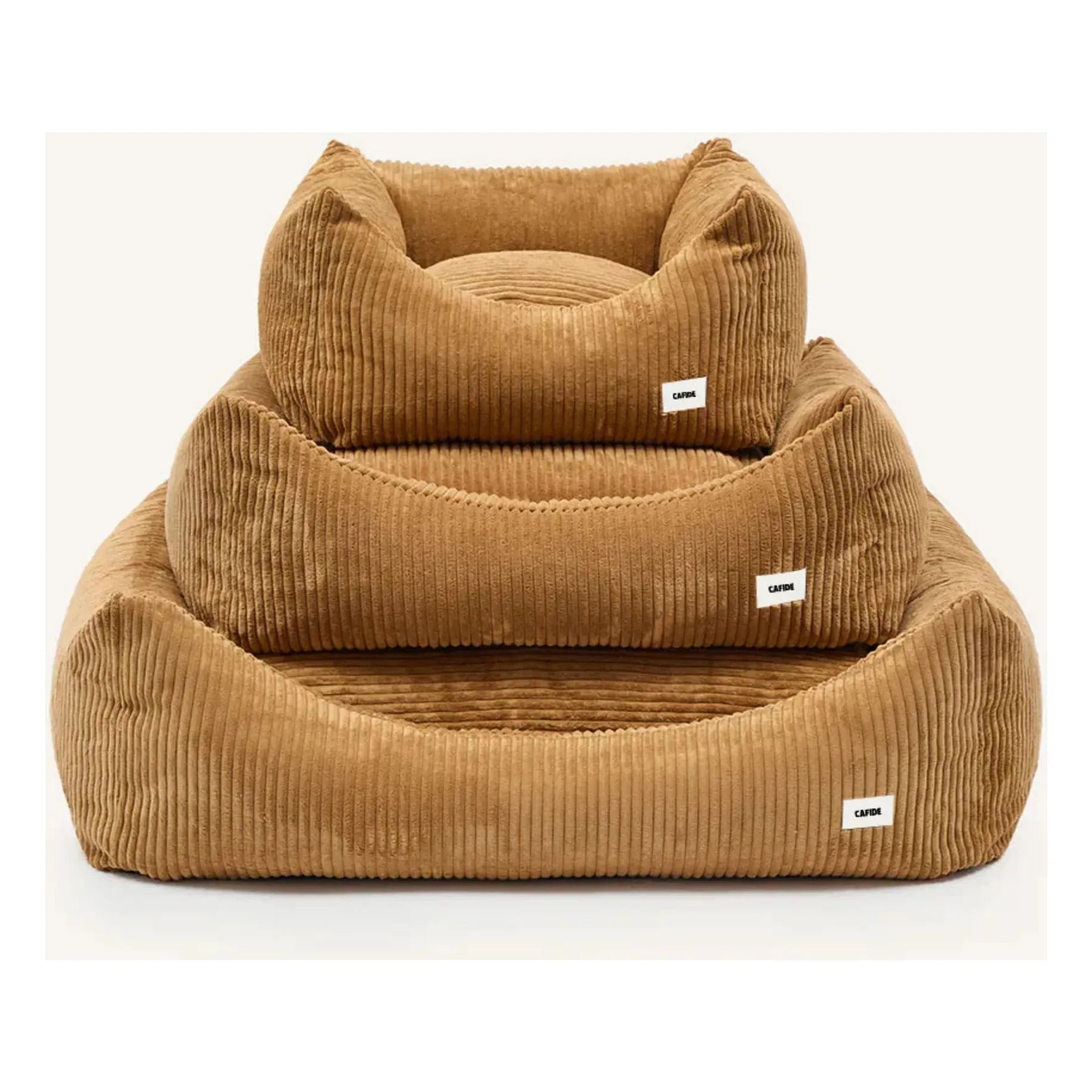 Cafide - Cama para perros de terciopelo Snozy | Mostaza