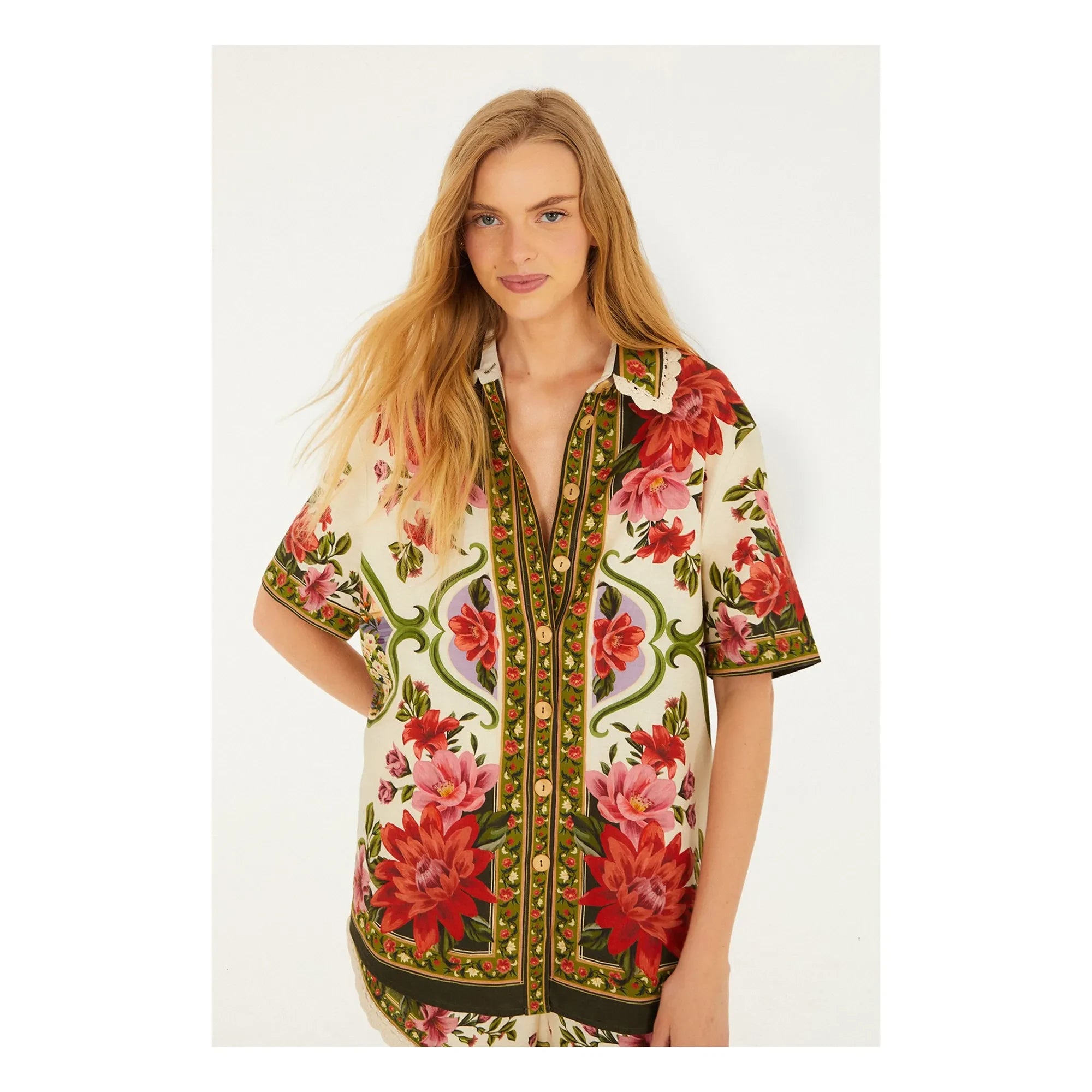 Farm Rio - Camisa de lino Wonder Rio | Crudo