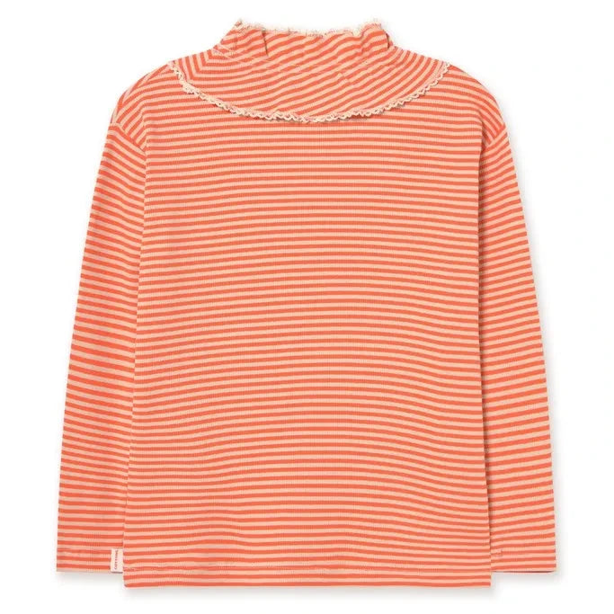 Tinycottons - Camiseta de algodón orgánico acanalada a rayas | Roja