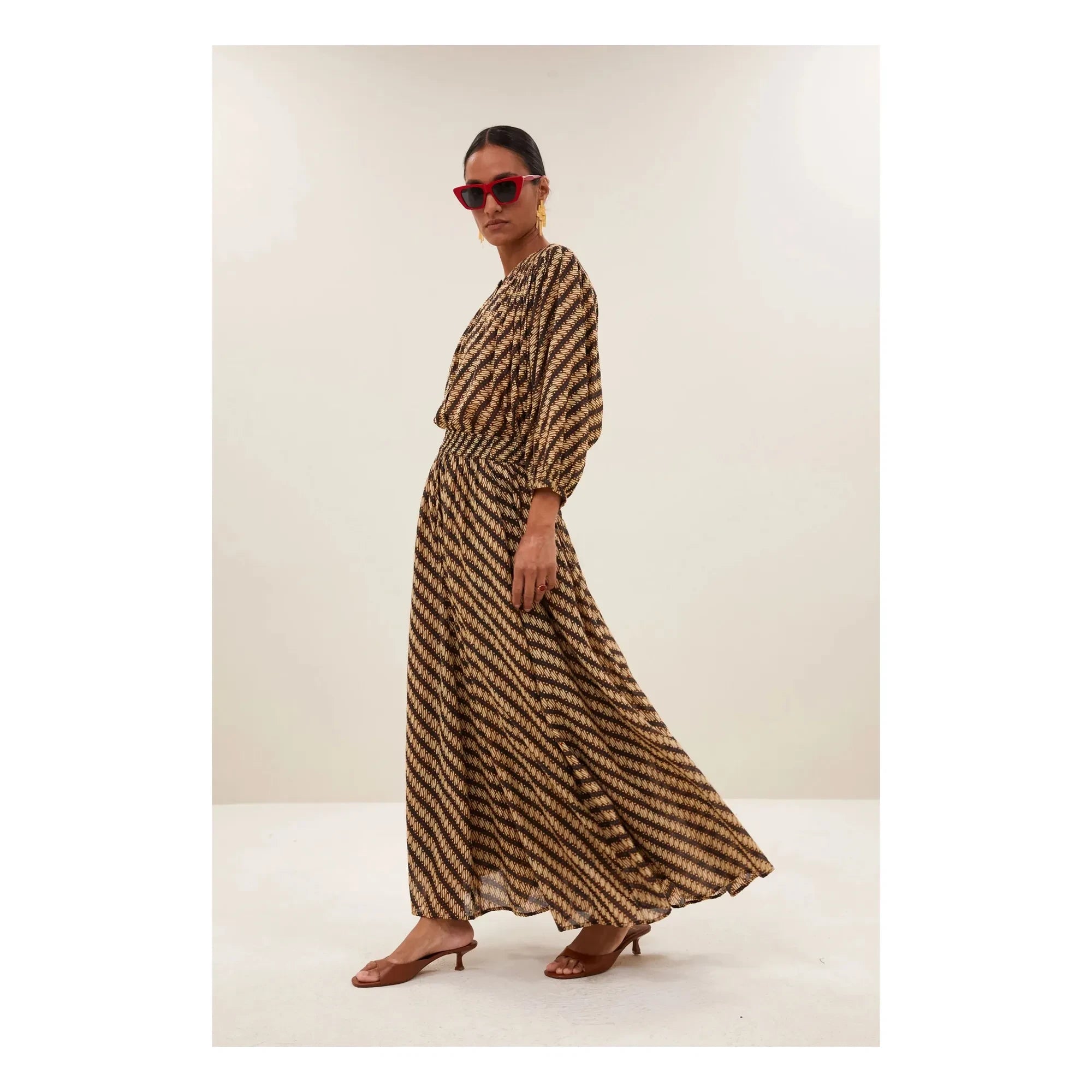 Blusa de algodón orgánico Bar - Becky | Marrón