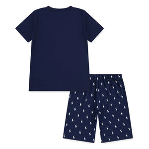 Ralph Lauren - Conjunto de pijama de camiseta y pantalón corto con logo | Azul marino
