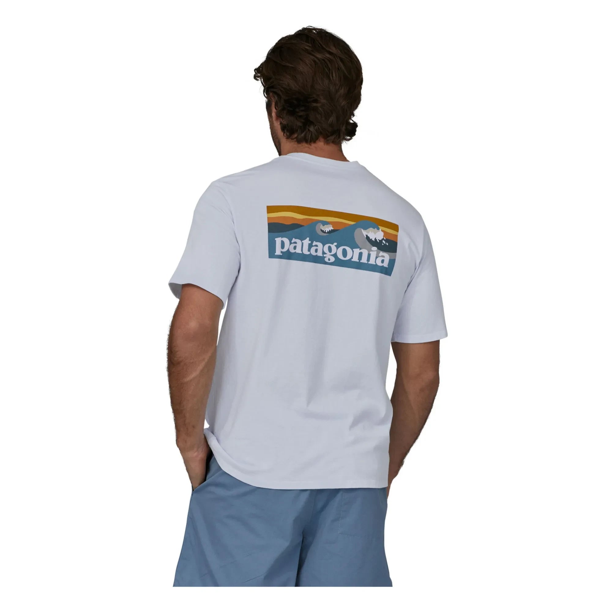 Patagonia - Camiseta de Algodón Reciclado con Logotipo en Bolsillo | Azul Claro