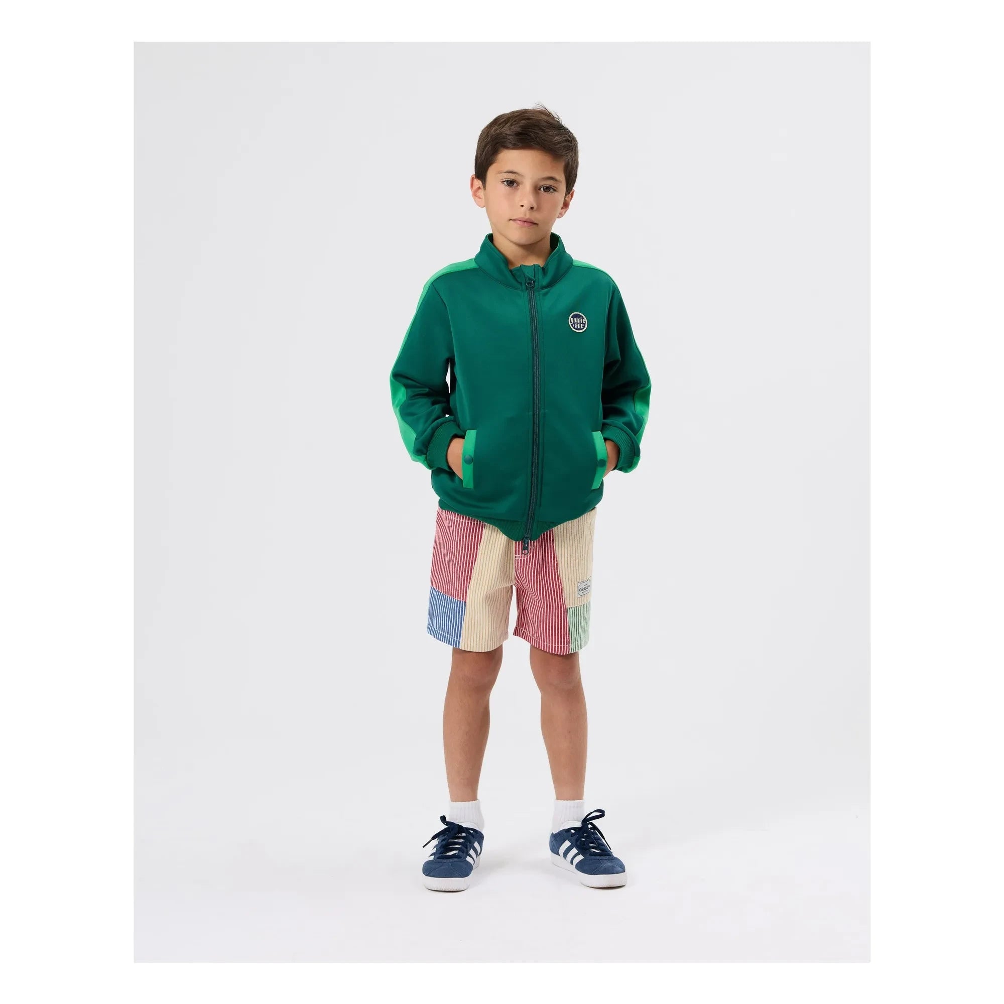 Goldie + Ace - Pantalones cortos con parches a rayas | Rojo