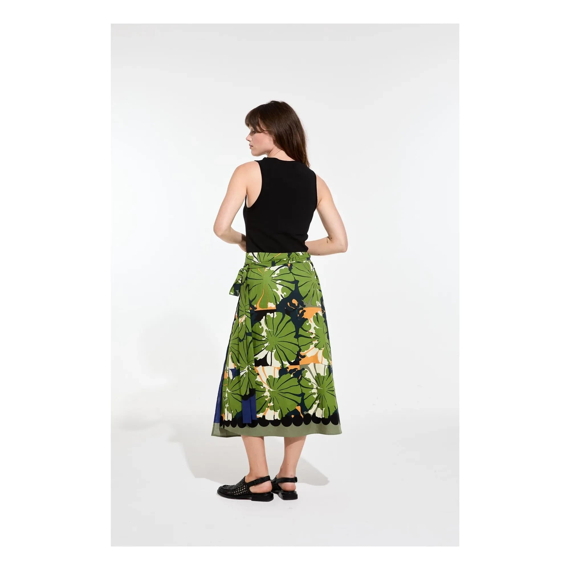 Mapoésie - Falda de popelina Zoé Poppy | Verde oscuro