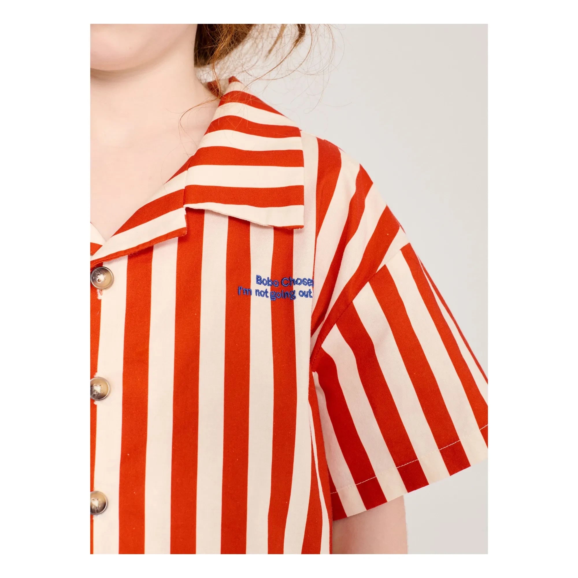 Bobo Choses - Conjunto de Camisa y Pantalón Corto de Algodón Orgánico a Rayas | Rojo