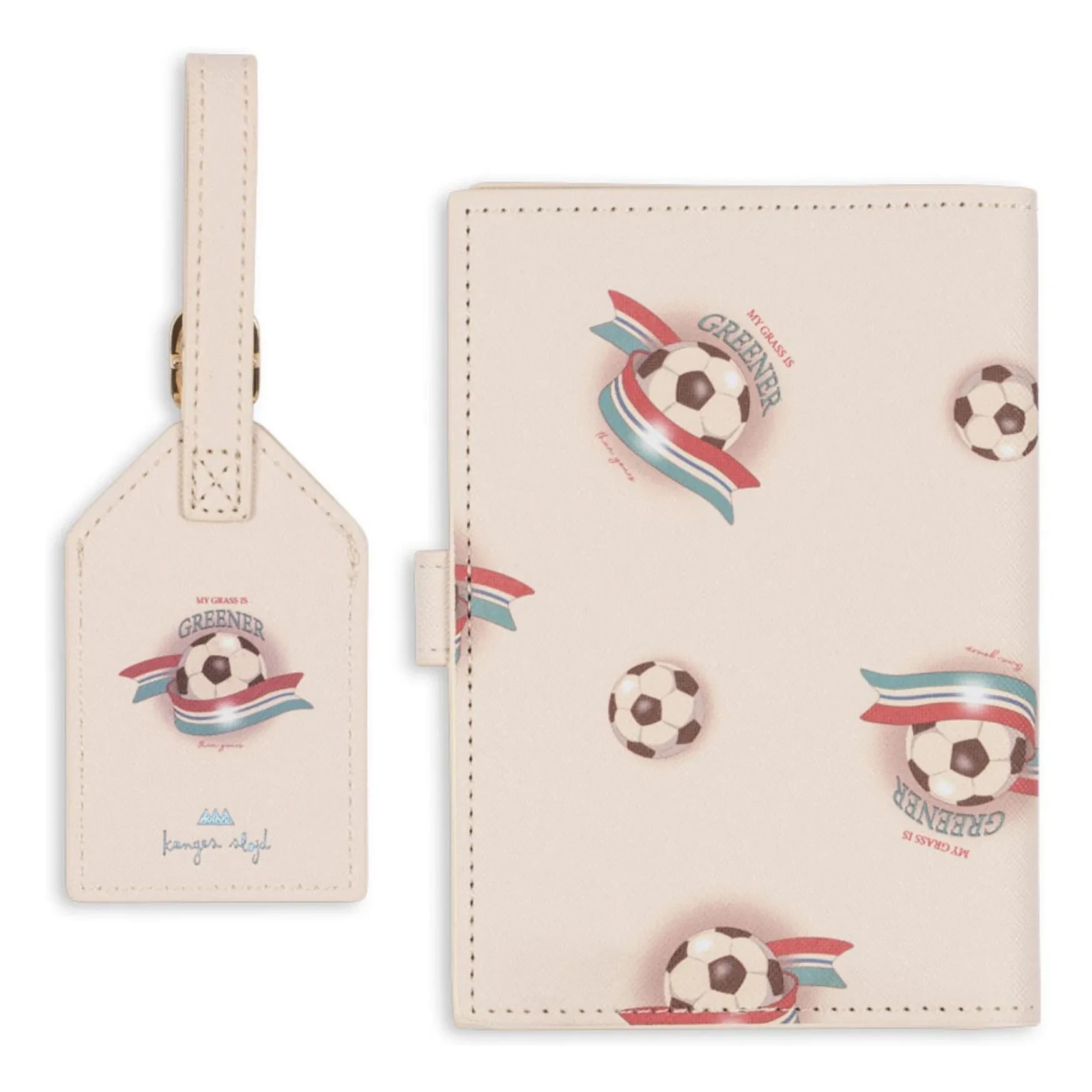 Konges Sløjd - Funda para pasaporte y etiqueta de equipaje Kick It | Beige