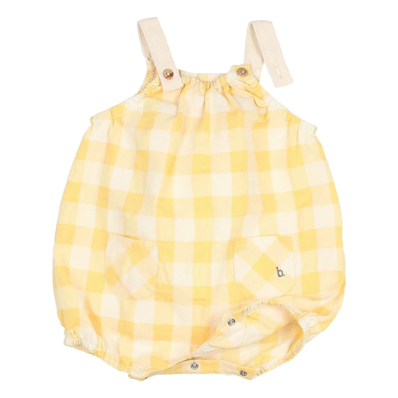Búho - Mono de algodón orgánico Vichy Seersucker | Amarillo