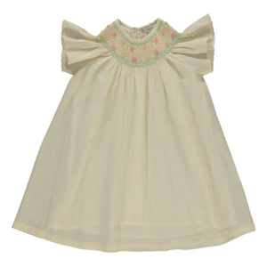 Bebe Organic - Vestido Fruncido Floral Luna | Crudo