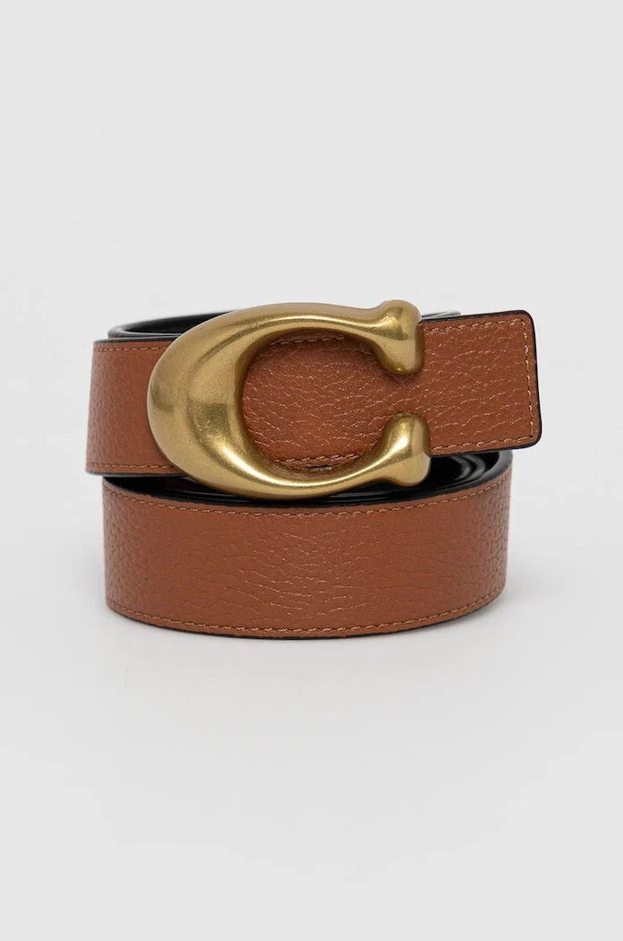 Cinturón de cuero de doble cara Coach para mujer