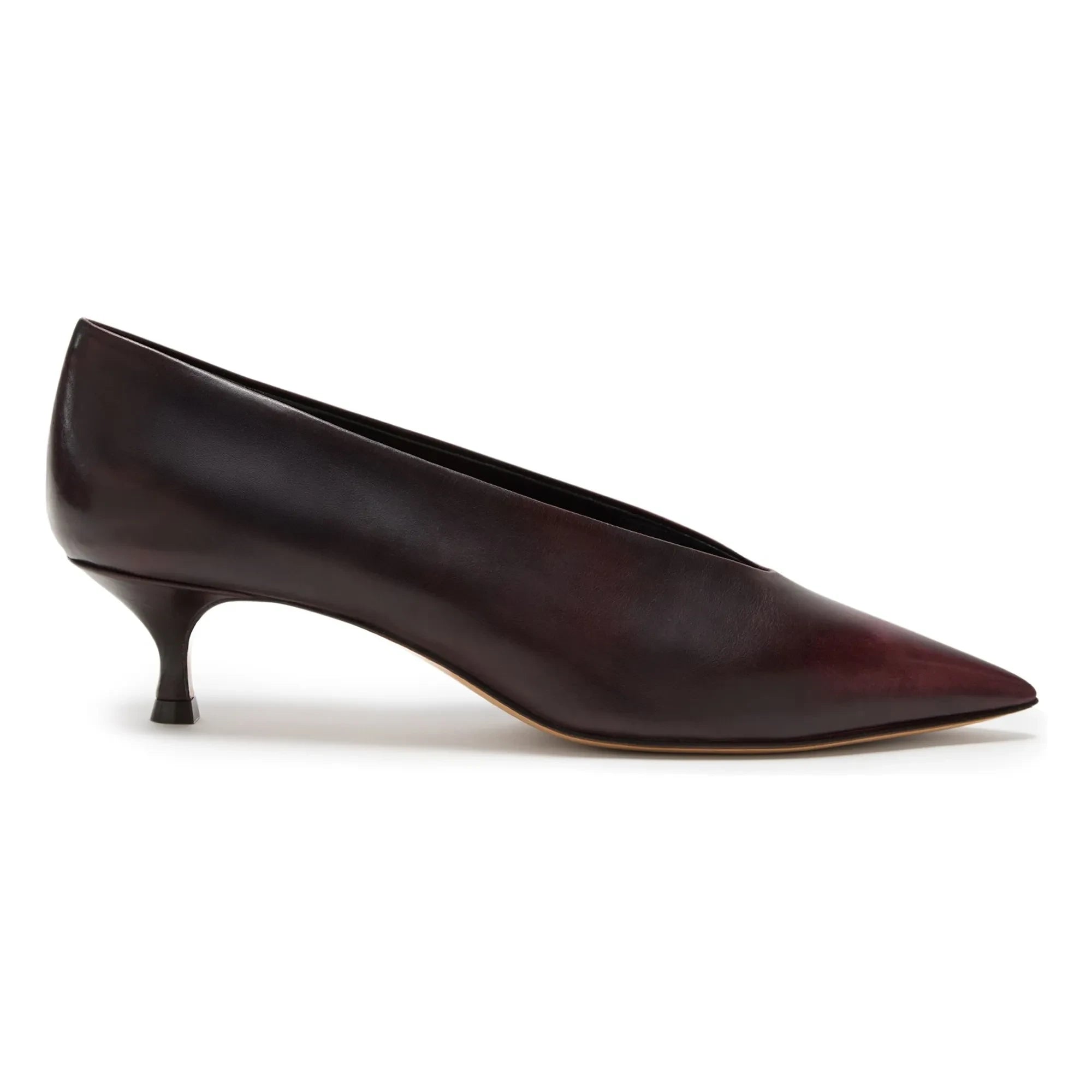 Le Monde Beryl - Zapatos de tacón de piel Kitten | Borgoña