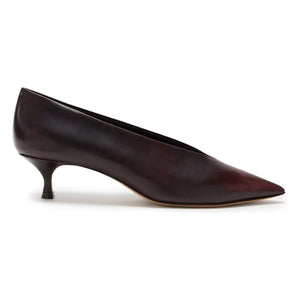 Le Monde Beryl - Zapatos de tacón de piel Kitten | Borgoña