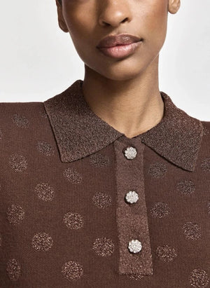 Essentiel Antwerp - Krab Puantiyeli Polo Tişört | Kahverengi