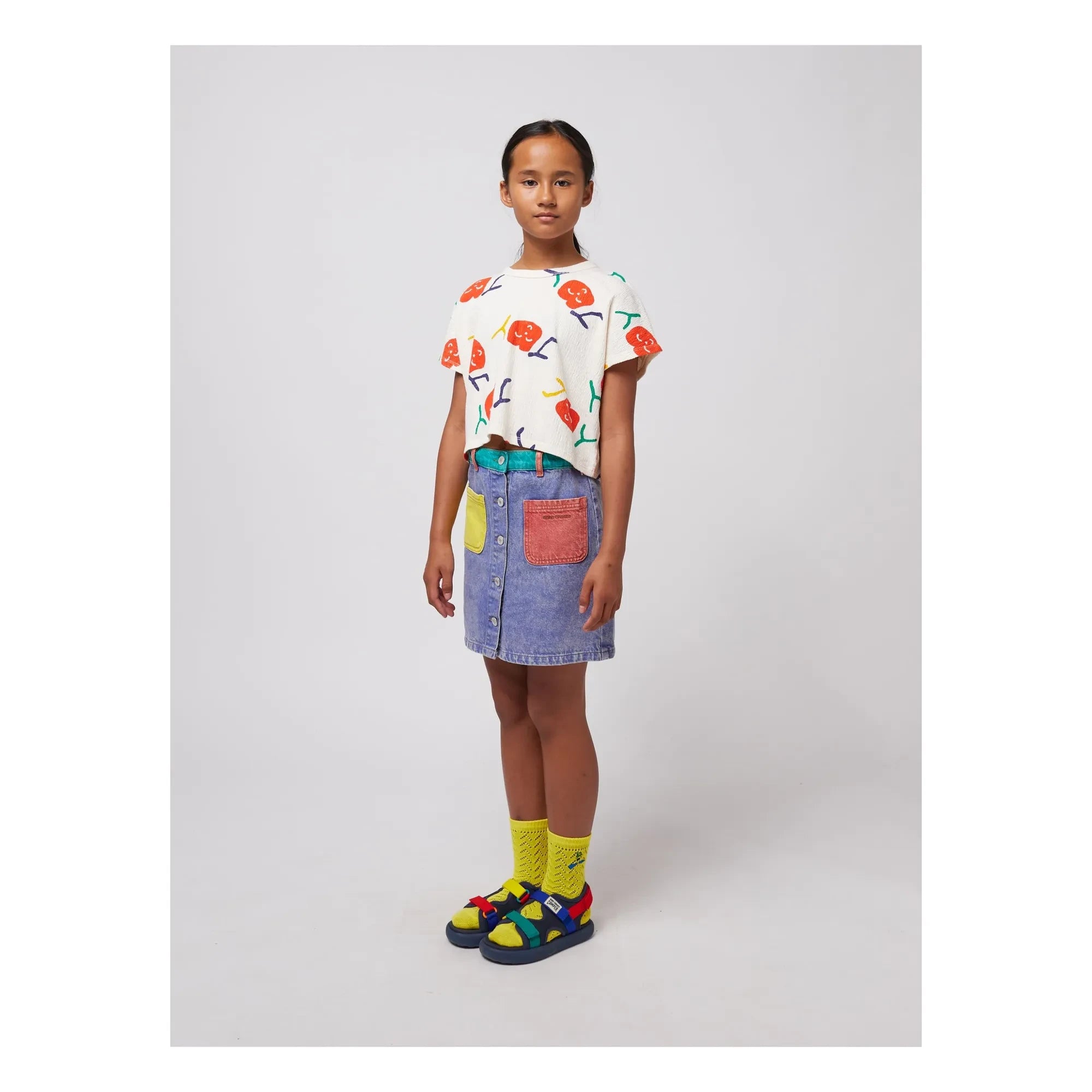 Bobo Choses - Falda de algodón orgánico con bloques de color | Azul