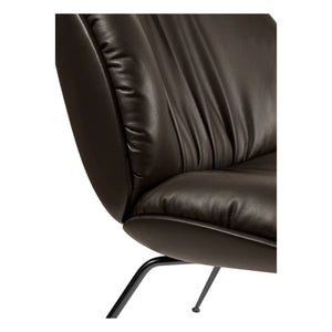 Sillón lounge Gubi - Beetle de cuero suave, Gamfratesi | Café