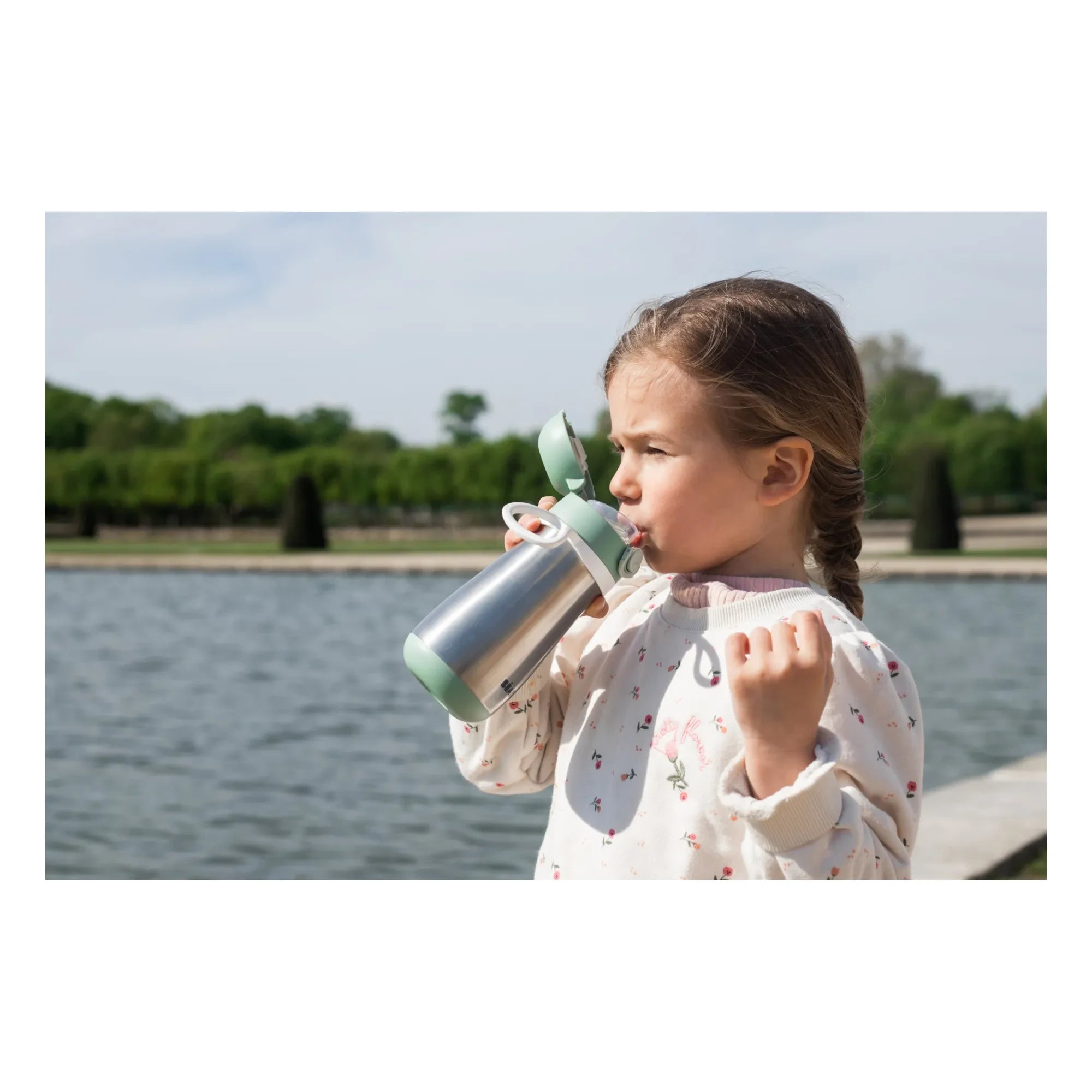 Béaba - Botella de Agua de Acero Inoxidable - 350 ml | Sage