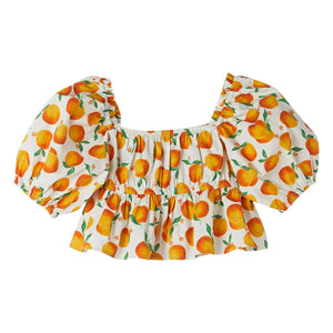 Fabula - Blusas cortas con volantes Naranja | Blanco