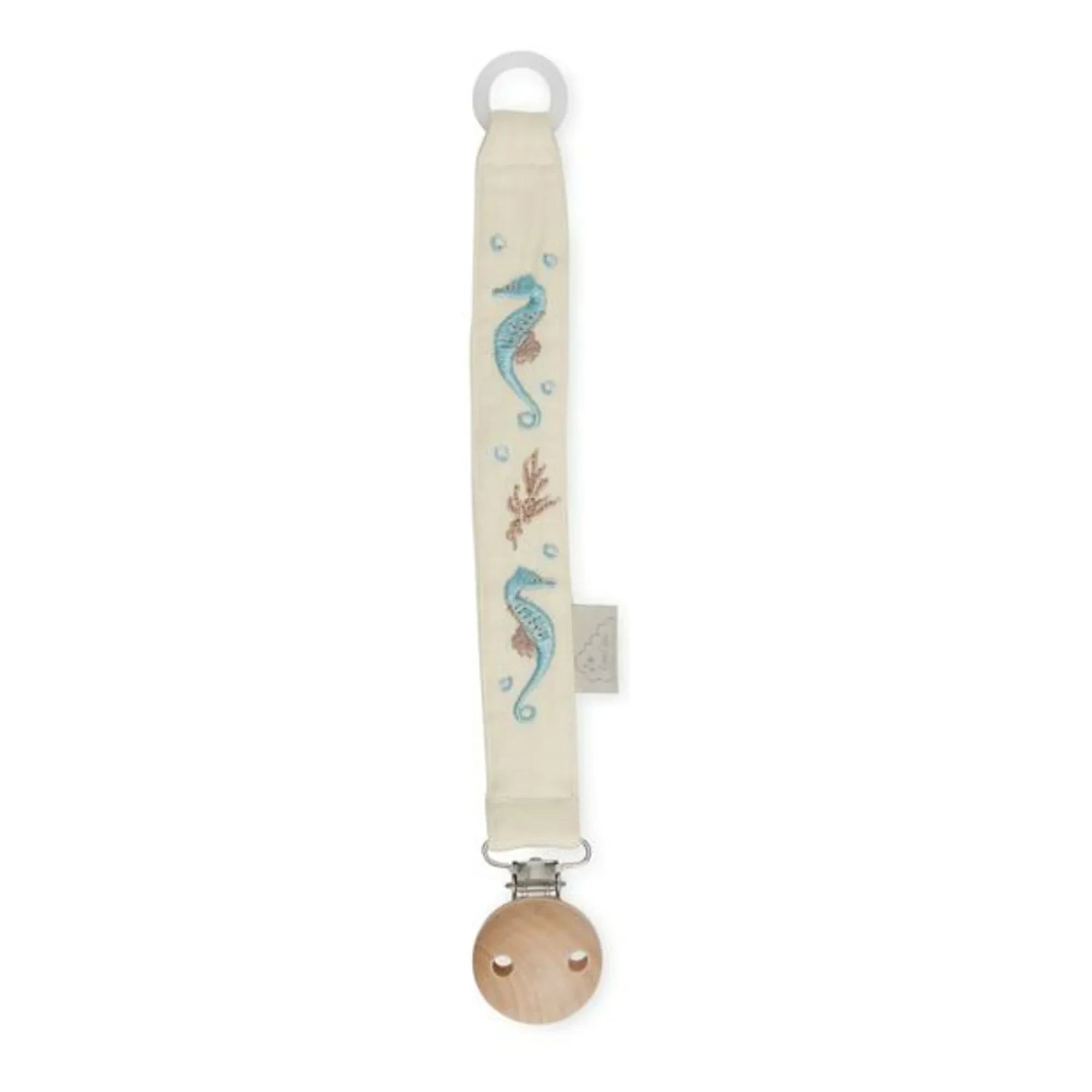 Cam Cam - Clip para chupete bordado Sea Garden | Azul