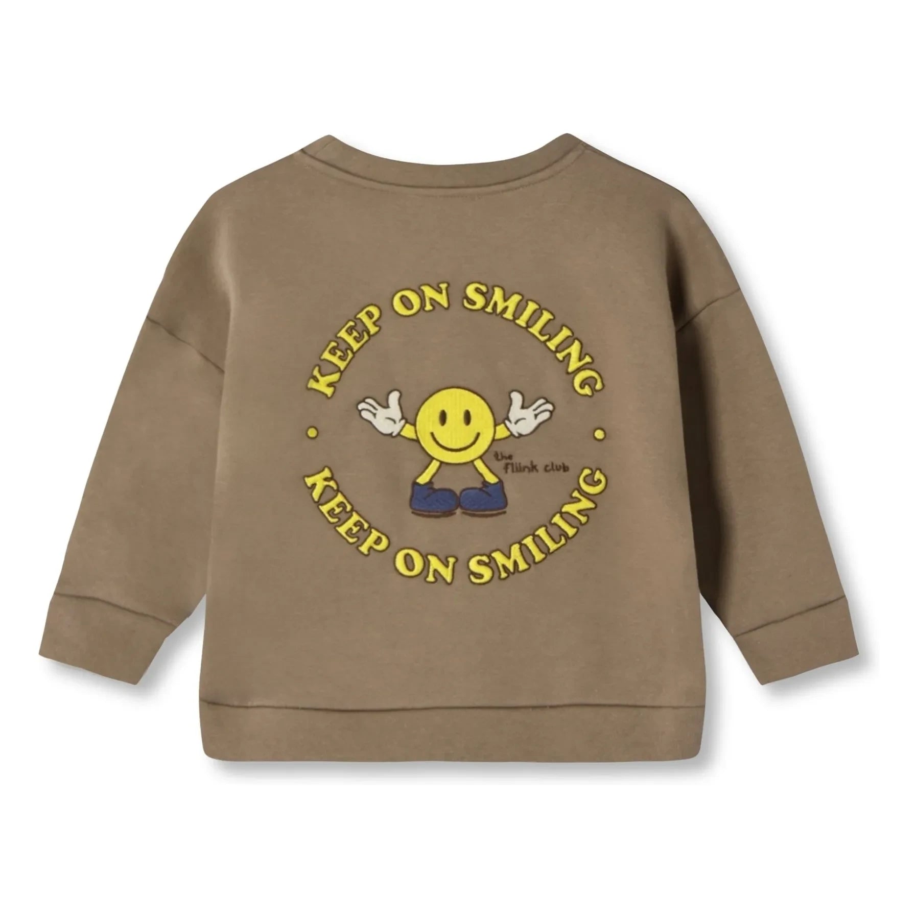 Fliink - Sudadera de algodón orgánico Alvin Smiley | Marrón topo