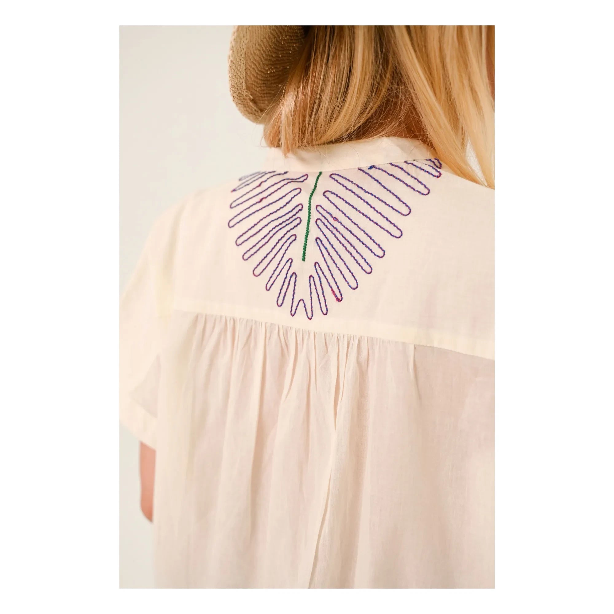 Sacrécoeur - Blusa bordada Maya Taro Voile de algodón | Blanco