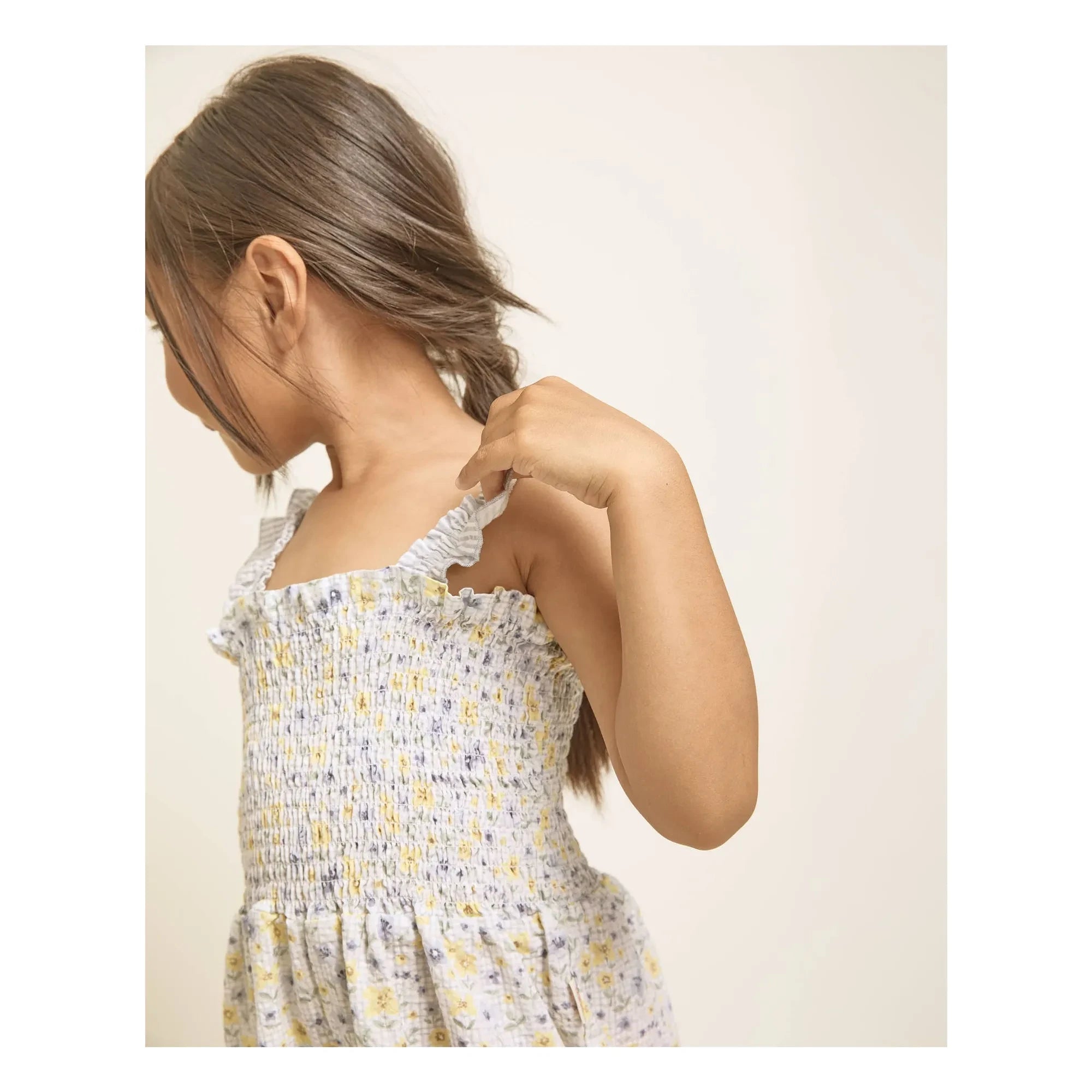 Búho - Mono de seersucker con estampado floral | Azul claro