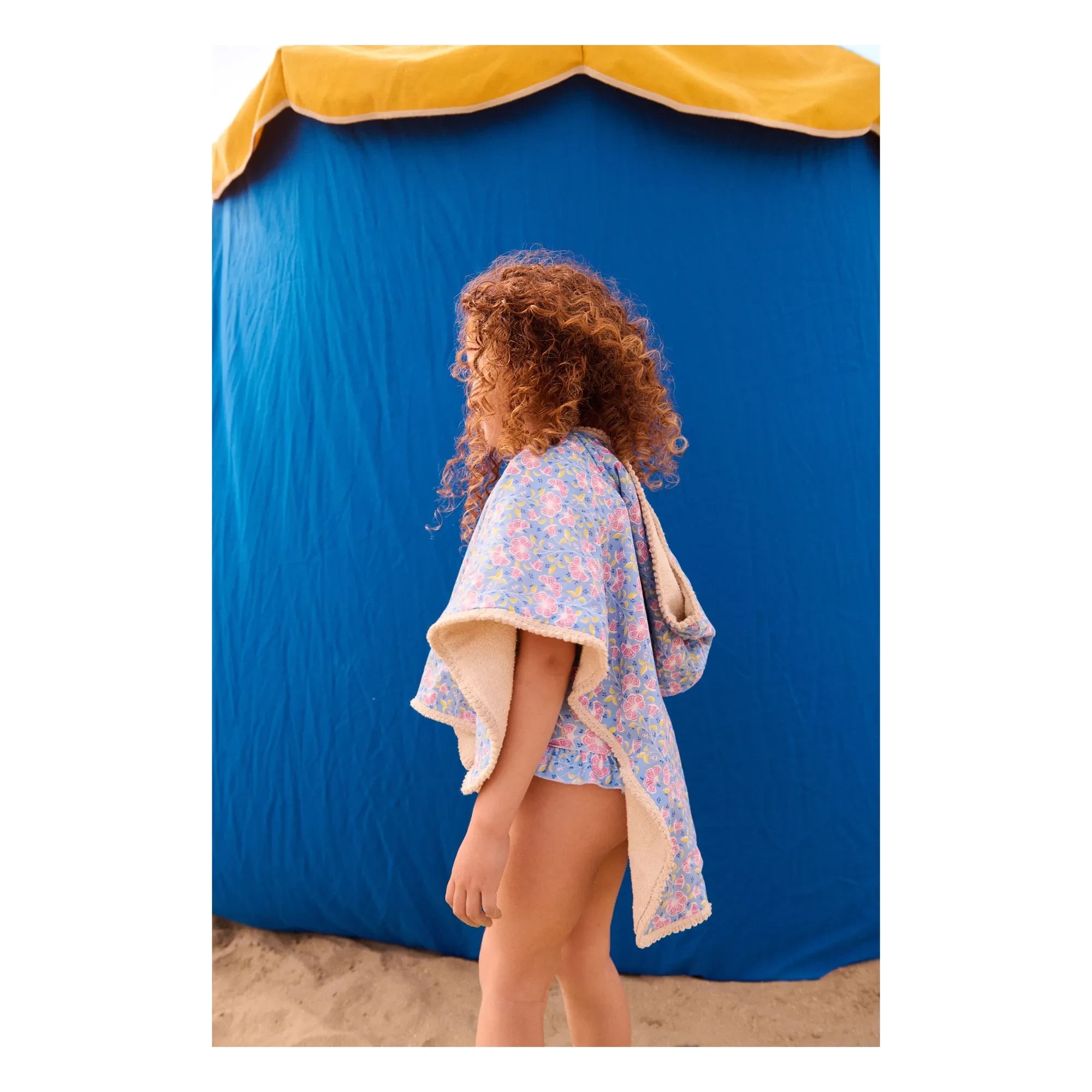 Louise Misha - Poncho de baño de algodón orgánico Mael | Azul claro