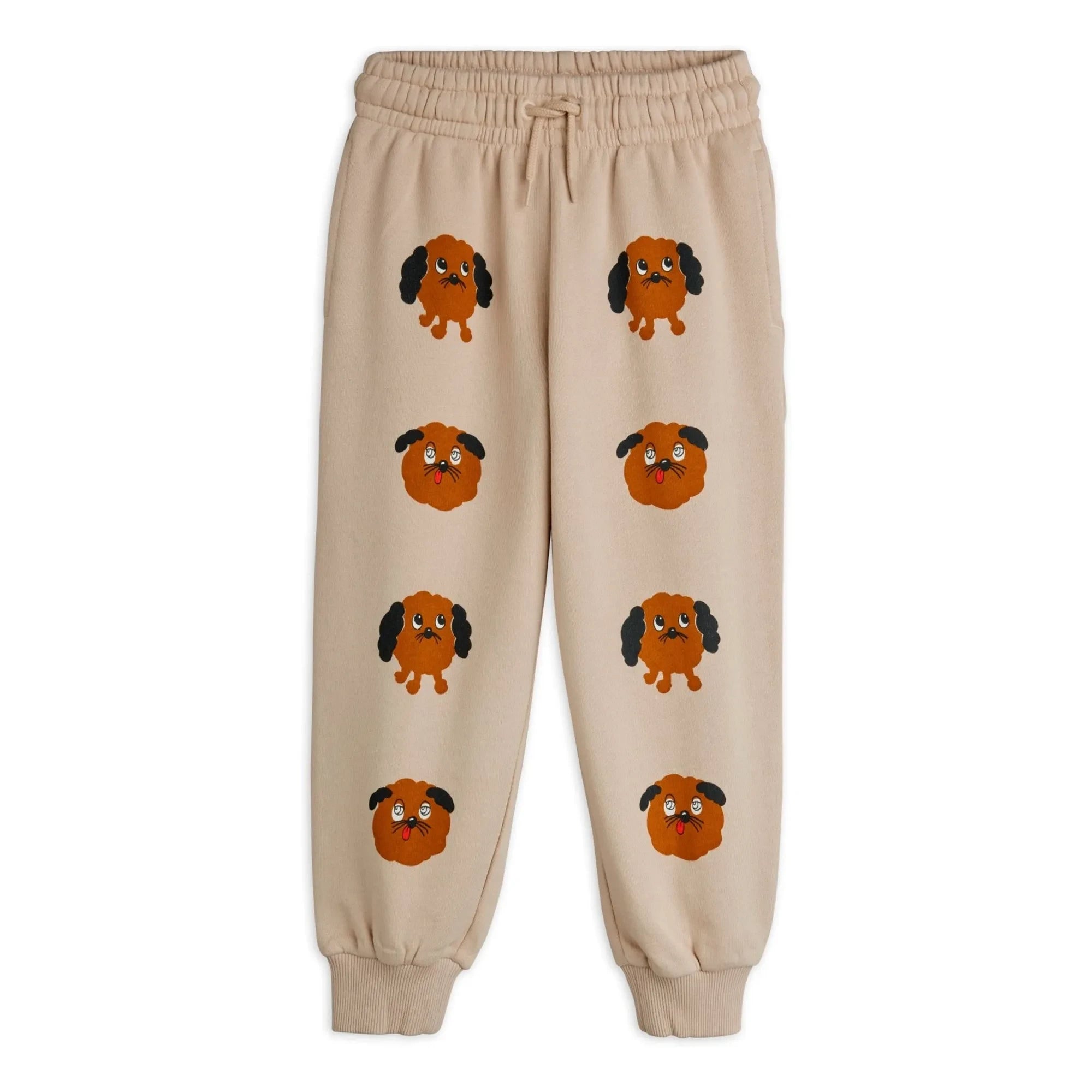 Mini Rodini - Jogger de algodón orgánico con estampado de perritos | Gris melange