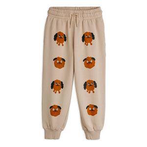 Mini Rodini - Jogger de algodón orgánico con estampado de perritos | Gris melange