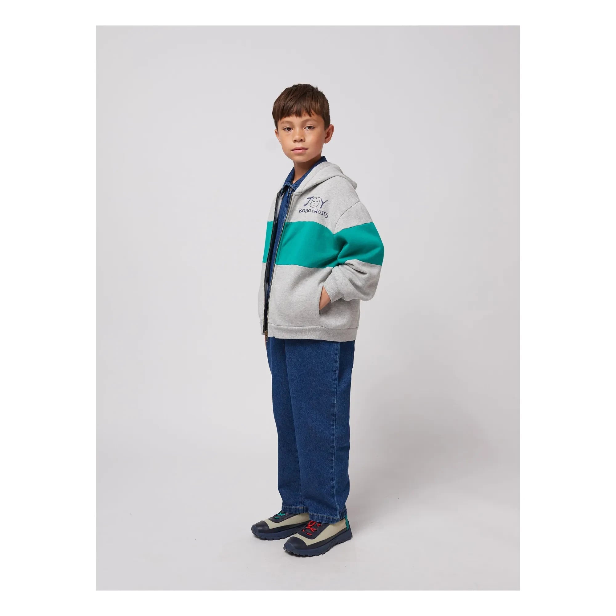 Bobo Choses - Sudadera con cremallera de algodón orgánico Joy | Gris jaspeado