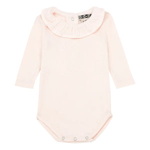 Bonton - Organik Pamuk Yaka Bebek Body | Açık Pudra