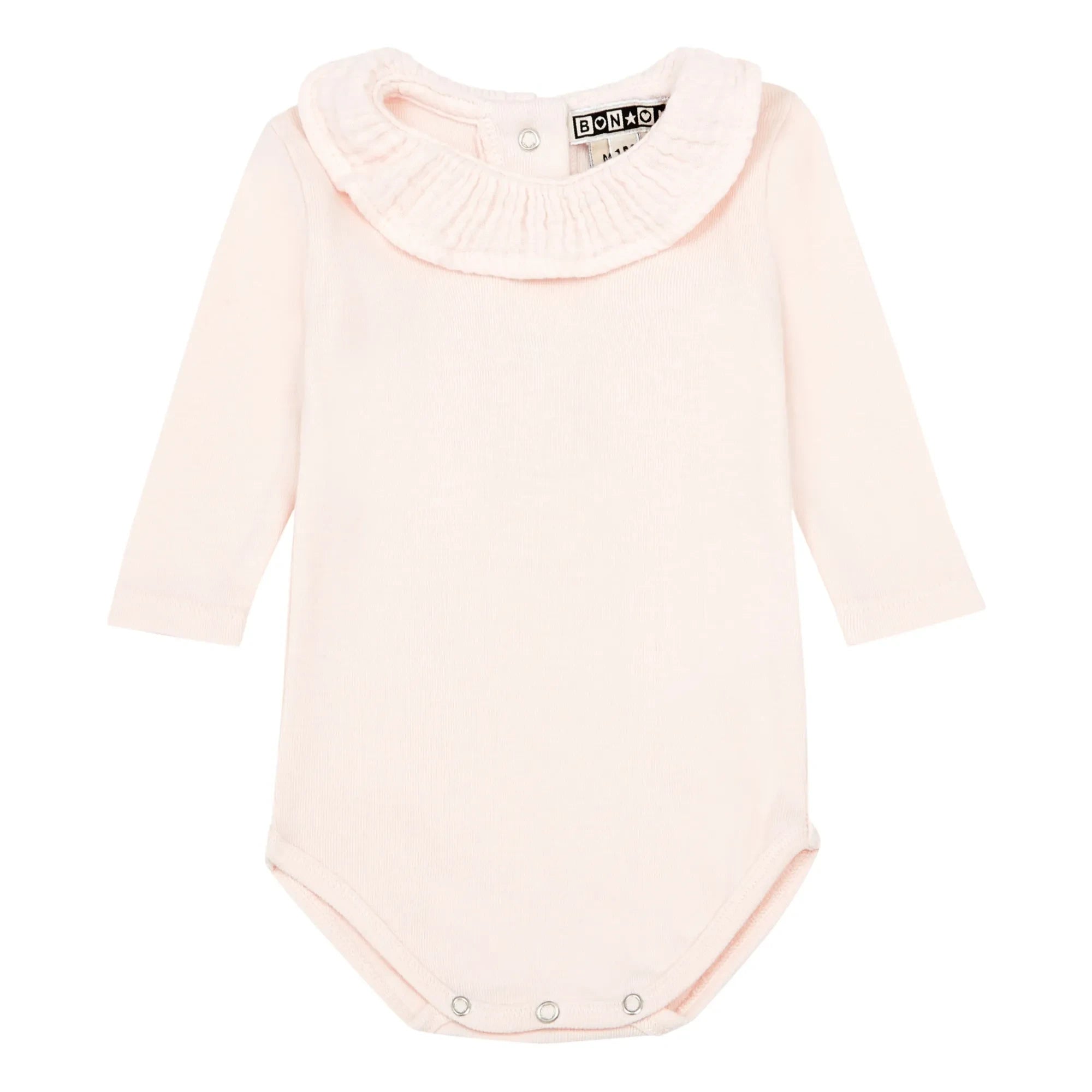 Bonton - Organik Pamuk Yaka Bebek Body | Açık Pudra