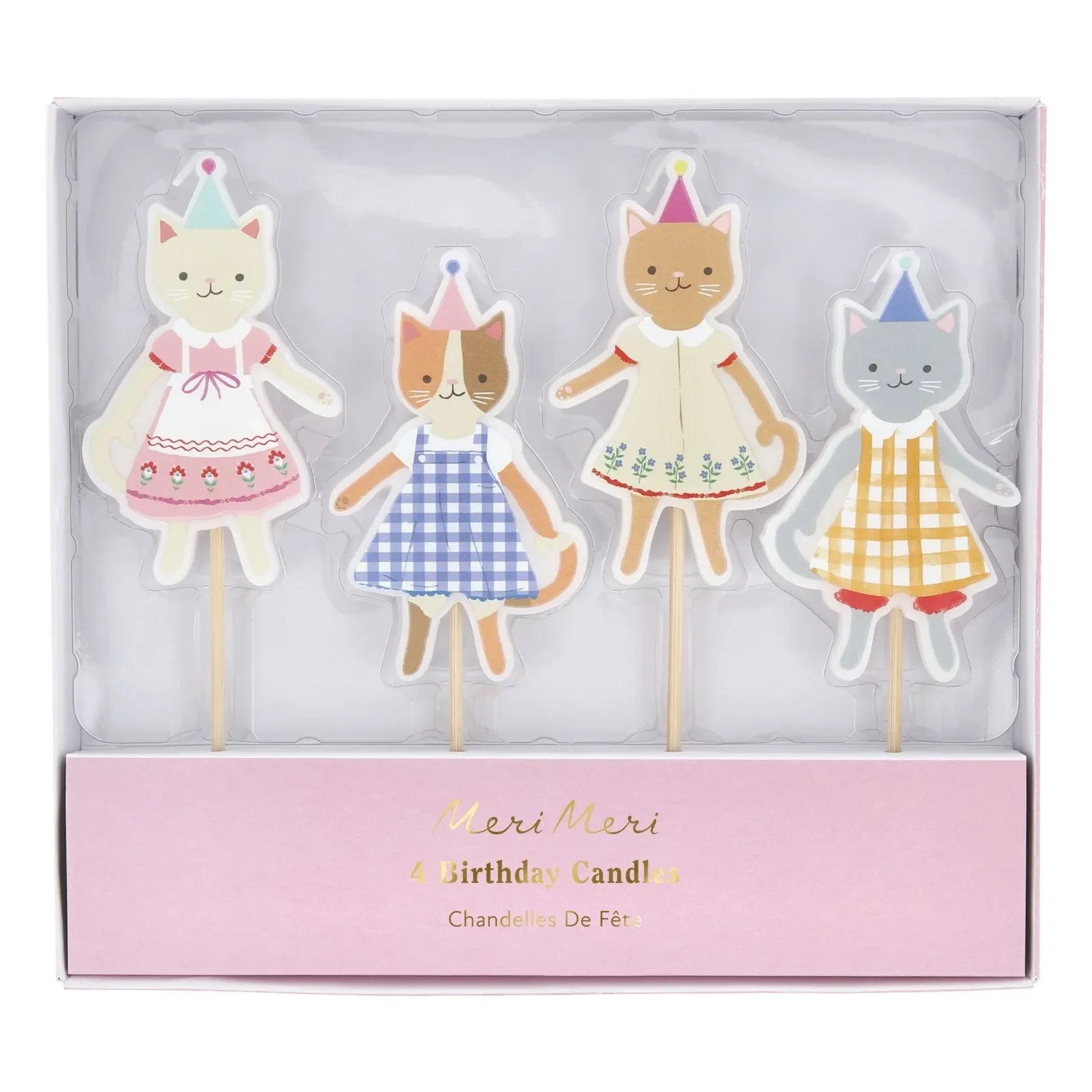 Meri Meri - Velas de cumpleaños Kitten Club - Paquete de 4 unidades