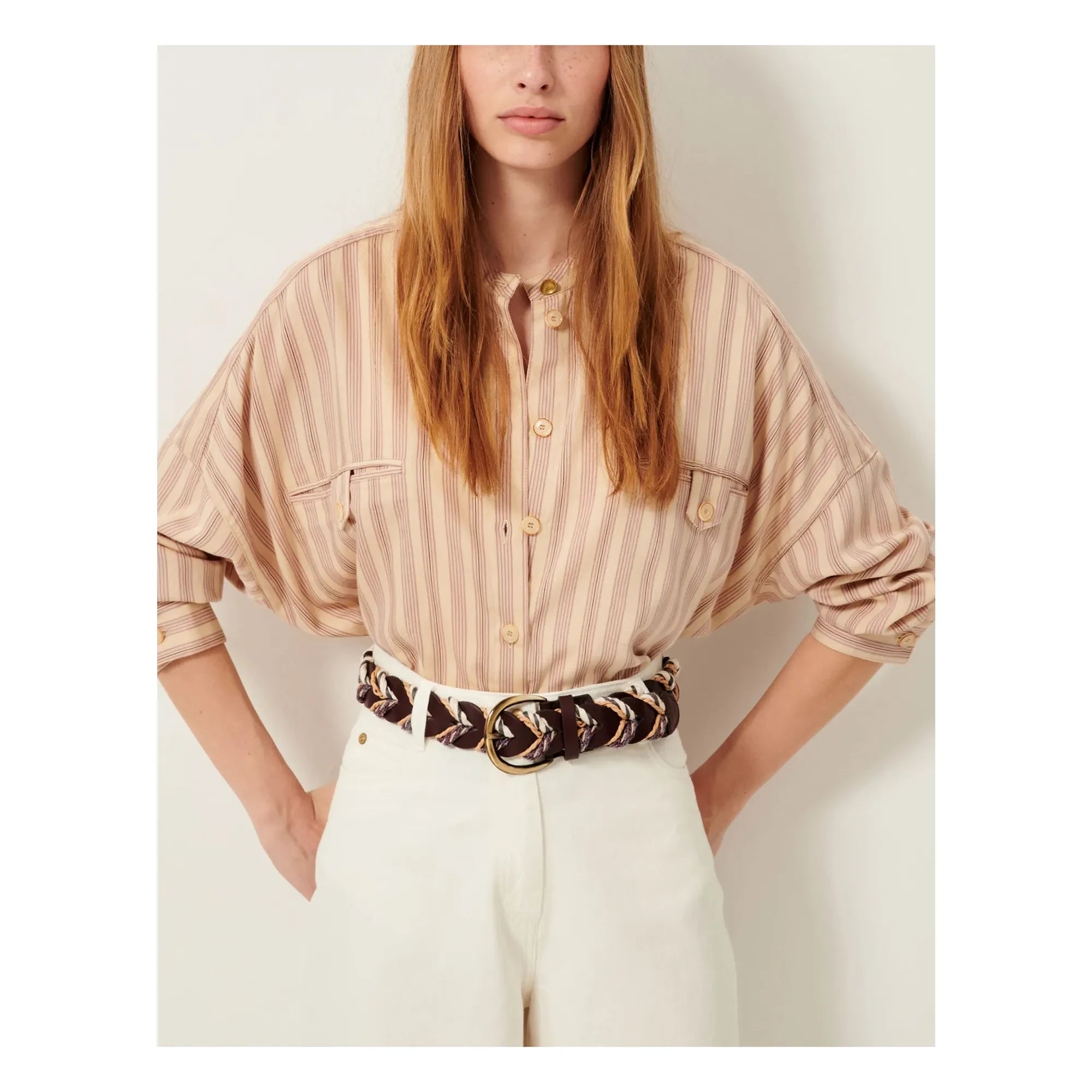 Sessùn - Blusa de rayas Orregia | Rosa polvo
