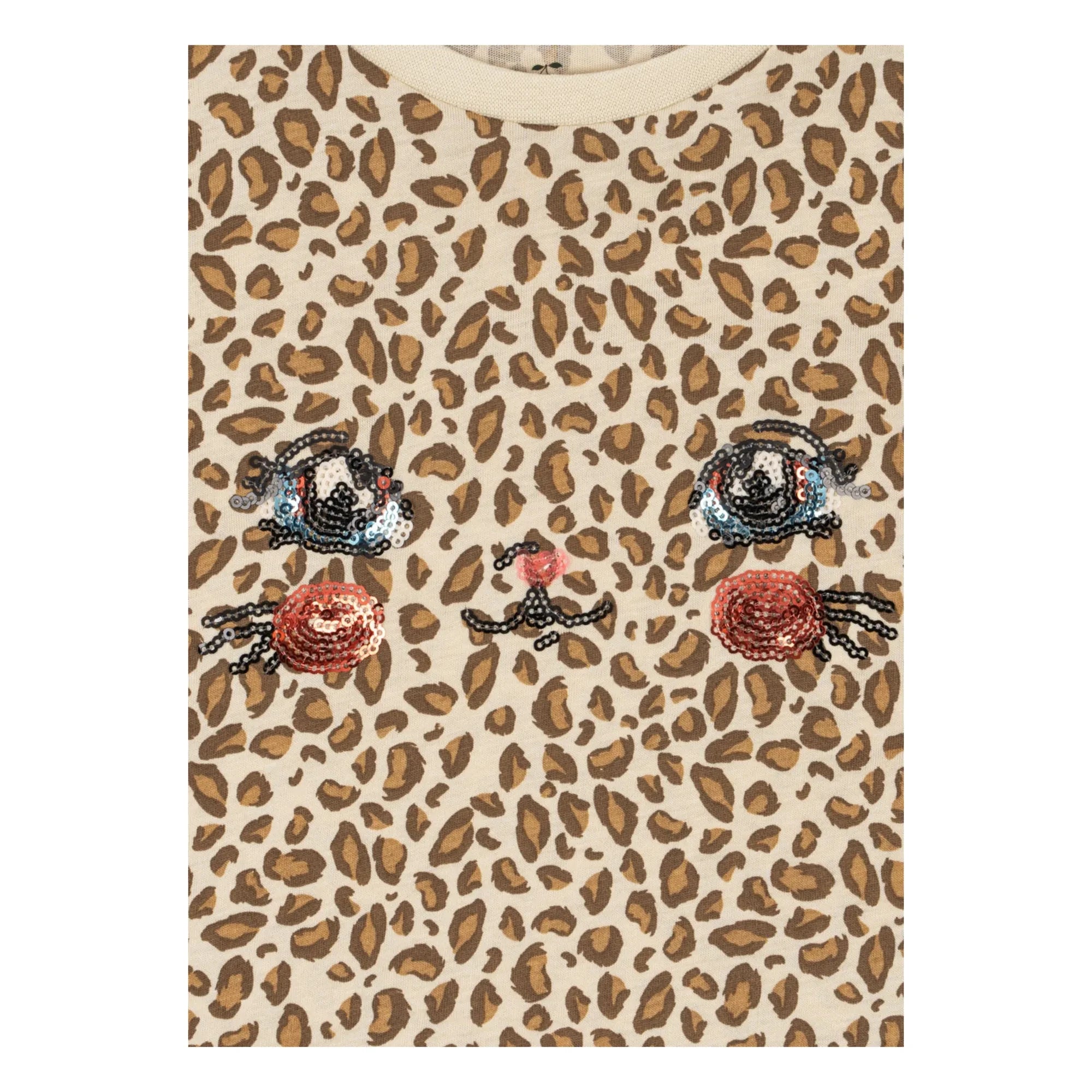 Konges Sløjd - Conjunto de camiseta y pantalón corto de algodón orgánico Famo Leopar | Beige