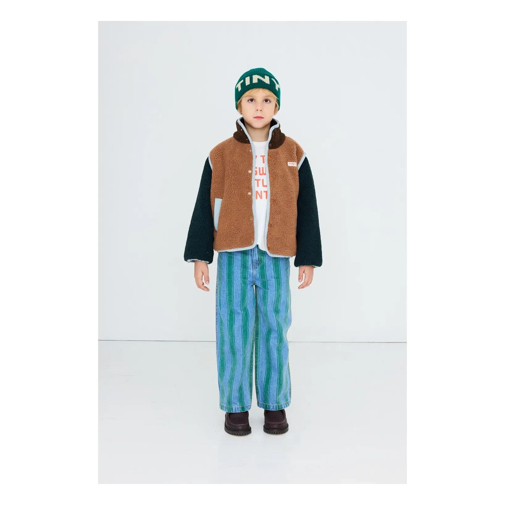 Tinycottons - Chaqueta estilo sherpa con bloques de color | Marrón